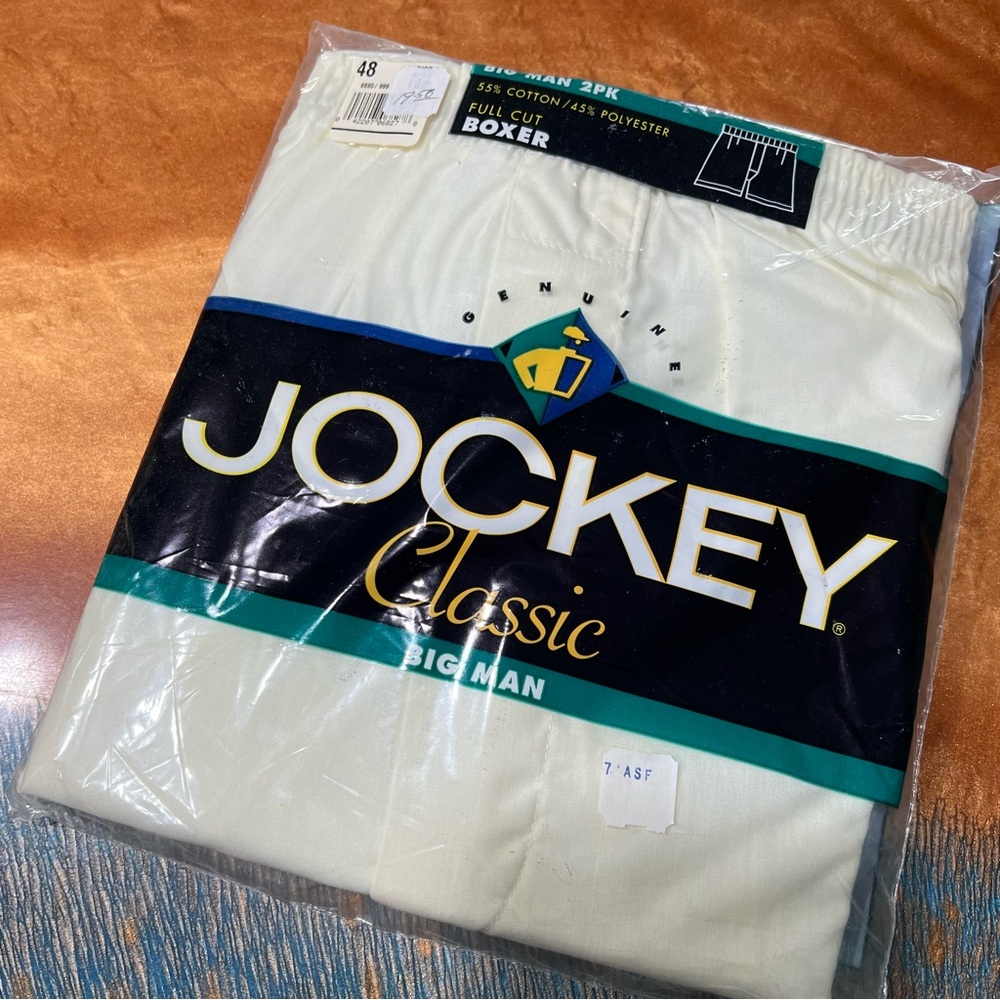 Vintage NOS Jockey Big Man Full Cut Boxers 2 pack size 48 ivory 1994 USA